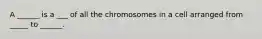 A ______ is a ___ of all the chromosomes in a cell arranged from _____ to ______.