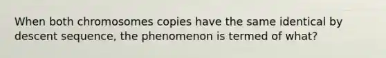 When both chromosomes copies have the same identical by descent sequence, the phenomenon is termed of what?