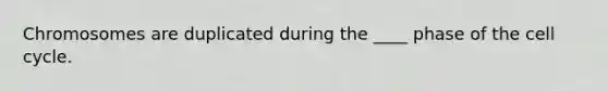 Chromosomes are duplicated during the ____ phase of the cell cycle.