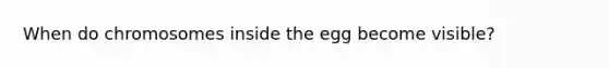 When do chromosomes inside the egg become visible?