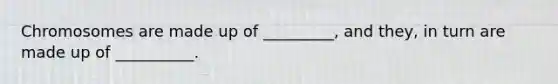 Chromosomes are made up of _________, and they, in turn are made up of __________.