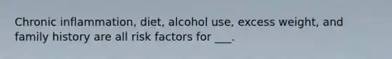 Chronic inflammation, diet, alcohol use, excess weight, and family history are all risk factors for ___.