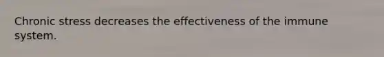 Chronic stress decreases the effectiveness of the immune system.