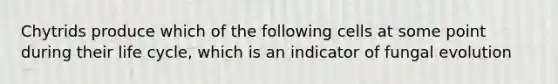 Chytrids produce which of the following cells at some point during their life cycle, which is an indicator of fungal evolution