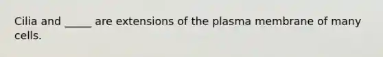 Cilia and _____ are extensions of the plasma membrane of many cells.