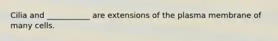 Cilia and ___________ are extensions of the plasma membrane of many cells.