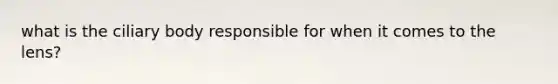 what is the ciliary body responsible for when it comes to the lens?
