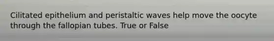 Cilitated epithelium and peristaltic waves help move the oocyte through the fallopian tubes. True or False