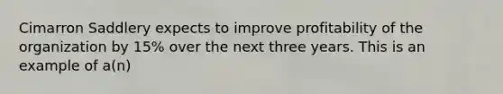 Cimarron Saddlery expects to improve profitability of the organization by 15% over the next three years. This is an example of a(n)