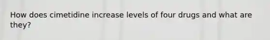 How does cimetidine increase levels of four drugs and what are they?