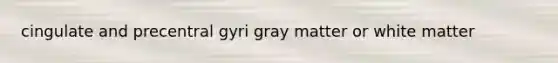 cingulate and precentral gyri gray matter or white matter