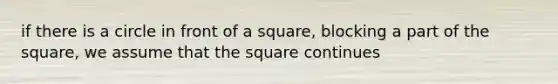 if there is a circle in front of a square, blocking a part of the square, we assume that the square continues