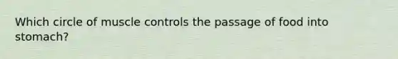 Which circle of muscle controls the passage of food into stomach?
