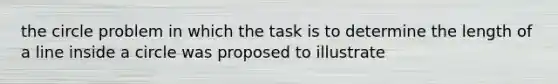 the circle problem in which the task is to determine the length of a line inside a circle was proposed to illustrate