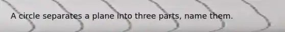 A circle separates a plane into three parts, name them.