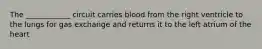 The ____________ circuit carries blood from the right ventricle to the lungs for gas exchange and returns it to the left atrium of the heart