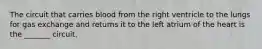 The circuit that carries blood from the right ventricle to the lungs for gas exchange and returns it to the left atrium of the heart is the _______ circuit.