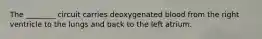 The ________ circuit carries deoxygenated blood from the right ventricle to the lungs and back to the left atrium.