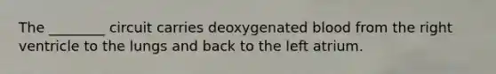 The ________ circuit carries deoxygenated blood from the right ventricle to the lungs and back to the left atrium.