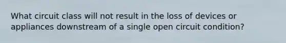 What circuit class will not result in the loss of devices or appliances downstream of a single open circuit condition?