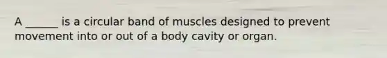 A ______ is a circular band of muscles designed to prevent movement into or out of a body cavity or organ.