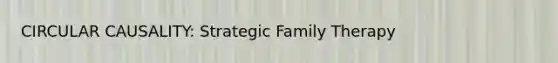 CIRCULAR CAUSALITY: Strategic Family Therapy