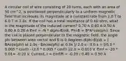 A circular coil of wire consisting of 20 turns, each with an area of 50 cm^2, is positioned perpendicularly to a uniform magnetic field that increases its magnitude at a constant rate from 2.0 T to 6.0 T in 2.0s. If the coil has a total resistance of 0.40 ohm, what is the magnitude of the induced current? 0.70 A 0.60 A 0.50 A 0.80 A 0.20 A Emf = -N * d(phi-B)/dt. Phi-B = B*A*cos(phi). Since the coil is placed perpendicular to the magnetic field, the angle phi between area vector and B is 0 degrees.d(phi-B)/dt = [ BAcos(phi) at 2.0s - BAcos(phi) at 0.0s ]/ 2.0 s - 0.0 s = [(6.0 * 0.005 * cos0) - (2.0 * 0.005 * cos0) ]/2.0 = 0.010 V. Emf = -20 * 0.01= -0.20 V. Current, I = Emf/R = -0.20 / 0.40 = 0.50 A