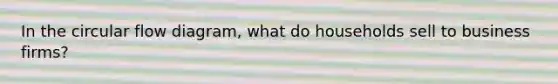 In the circular flow diagram, what do households sell to business firms?