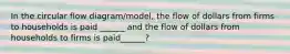 In the circular flow diagram/model, the flow of dollars from firms to households is paid ______ and the flow of dollars from households to firms is paid______?