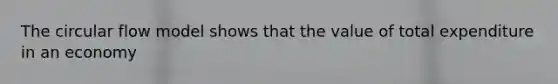 The circular flow model shows that the value of total expenditure in an economy
