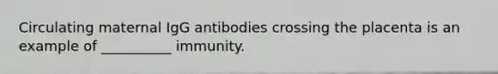 Circulating maternal IgG antibodies crossing the placenta is an example of __________ immunity.