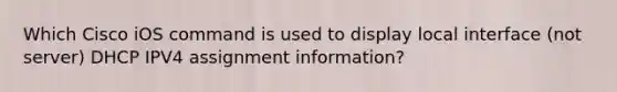 Which Cisco iOS command is used to display local interface (not server) DHCP IPV4 assignment information?