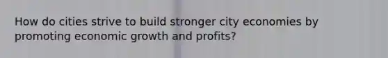 How do cities strive to build stronger city economies by promoting economic growth and profits?