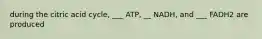 during the citric acid cycle, ___ ATP, __ NADH, and ___ FADH2 are produced