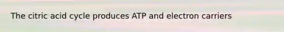 The citric acid cycle produces ATP and electron carriers