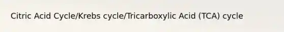 Citric Acid Cycle/Krebs cycle/Tricarboxylic Acid (TCA) cycle