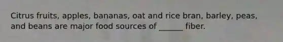 Citrus fruits, apples, bananas, oat and rice bran, barley, peas, and beans are major food sources of ______ fiber.
