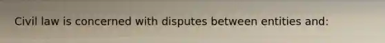 Civil law is concerned with disputes between entities and: