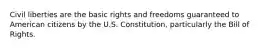 Civil liberties are the basic rights and freedoms guaranteed to American citizens by the U.S. Constitution, particularly the Bill of Rights.