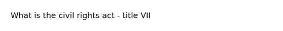 What is the civil rights act - title VII