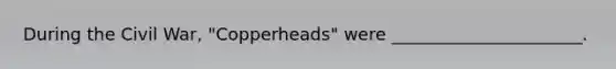 During the Civil War, "Copperheads" were ______________________.