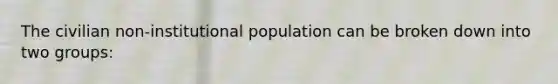 The civilian non-institutional population can be broken down into two groups: