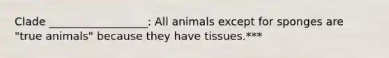 Clade __________________: All animals except for sponges are "true animals" because they have tissues.***