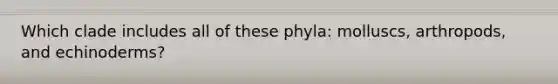 Which clade includes all of these phyla: molluscs, arthropods, and echinoderms?