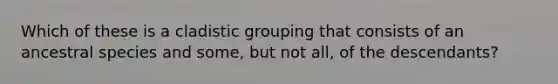 Which of these is a cladistic grouping that consists of an ancestral species and some, but not all, of the descendants?