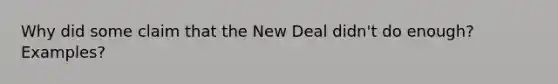 Why did some claim that the New Deal didn't do enough? Examples?