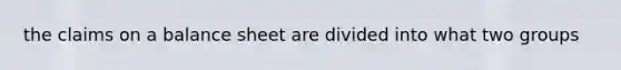 the claims on a balance sheet are divided into what two groups