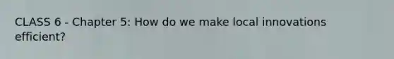 CLASS 6 - Chapter 5: How do we make local innovations efficient?