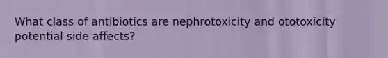 What class of antibiotics are nephrotoxicity and ototoxicity potential side affects?