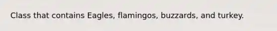 Class that contains Eagles, flamingos, buzzards, and turkey.